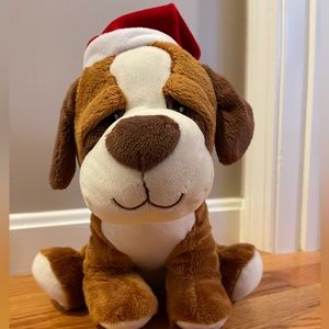 Dog with Santa hat stuffy. Kellytoy. Perfect condition.